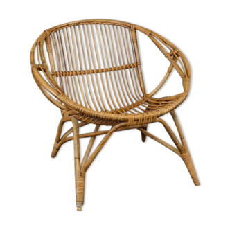 Rattan armchair, Rohé Noordwolde, 1950