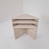 Set of 3 Italian Travertine Nesting or Side Tables, 1980s
