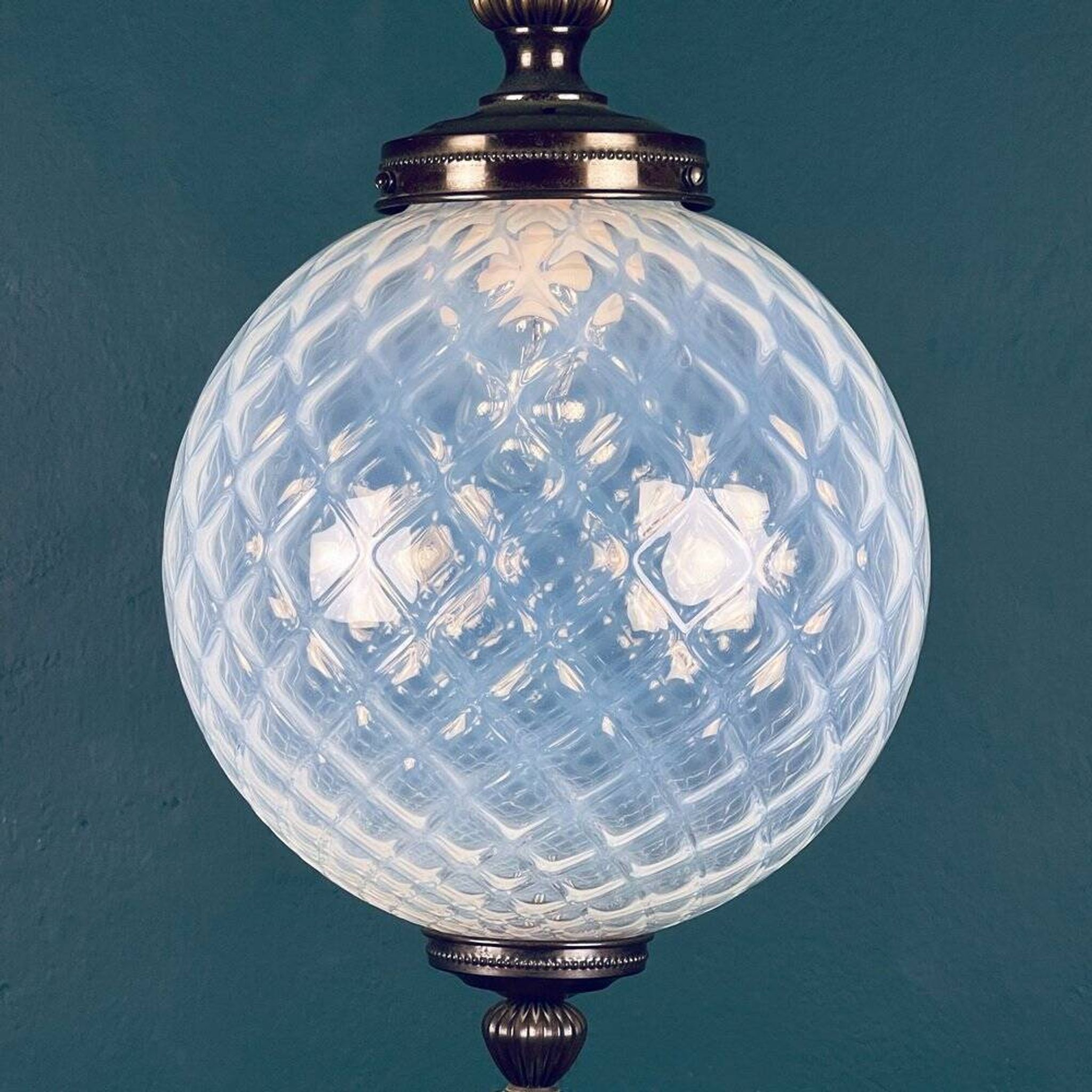 Vintage Blue Murano Sphere Pendant Lamp, Italy, 1970s
