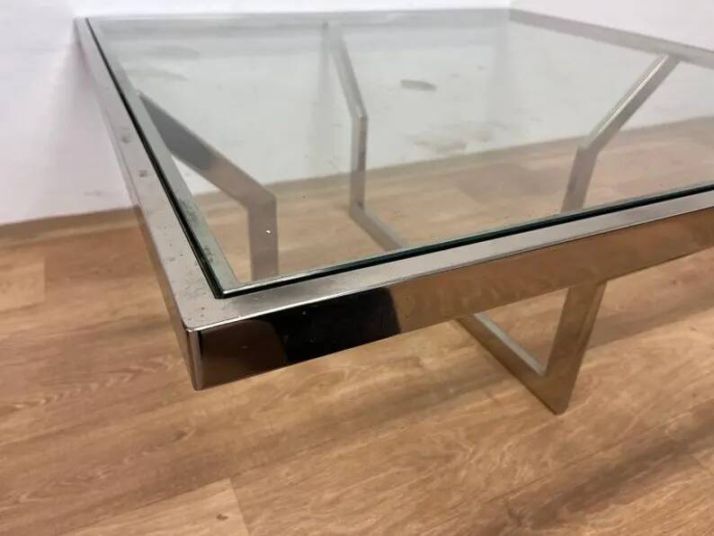 Mid century design XXL Jean Charles Maison Coffee Table Chrome - 1970s