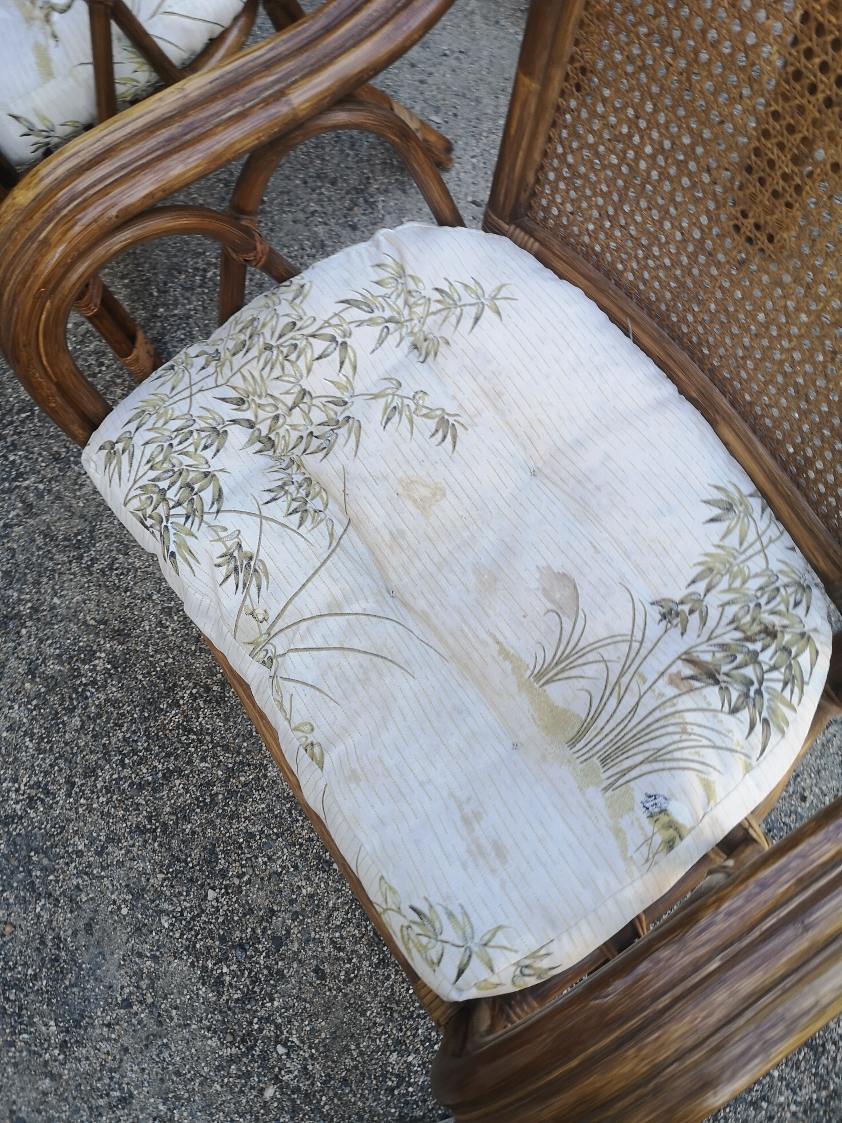 4 vintage rattan armchairs