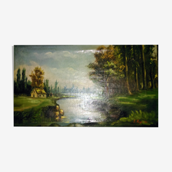 Tableau hst signé daté ( J.Hugo 1908 )