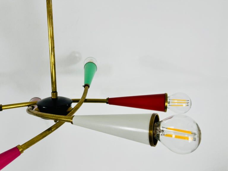 Arredoluce Sputnik brass chandelier 1950s