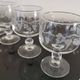 Set of 7 port glasses on crystal legs decorated with grapes and vine branches Luminarc