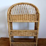 Small vintage rattan bookcase shelf
