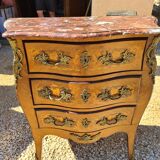 Commode 3 tiroirs avec dessus marbre marron marquettee style 19e siecle
