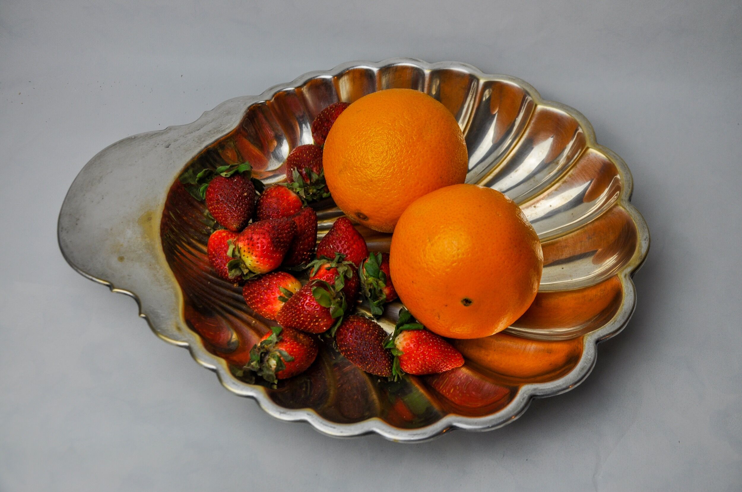 Vide pouch shell, brass, silver plated, Spain, 1970