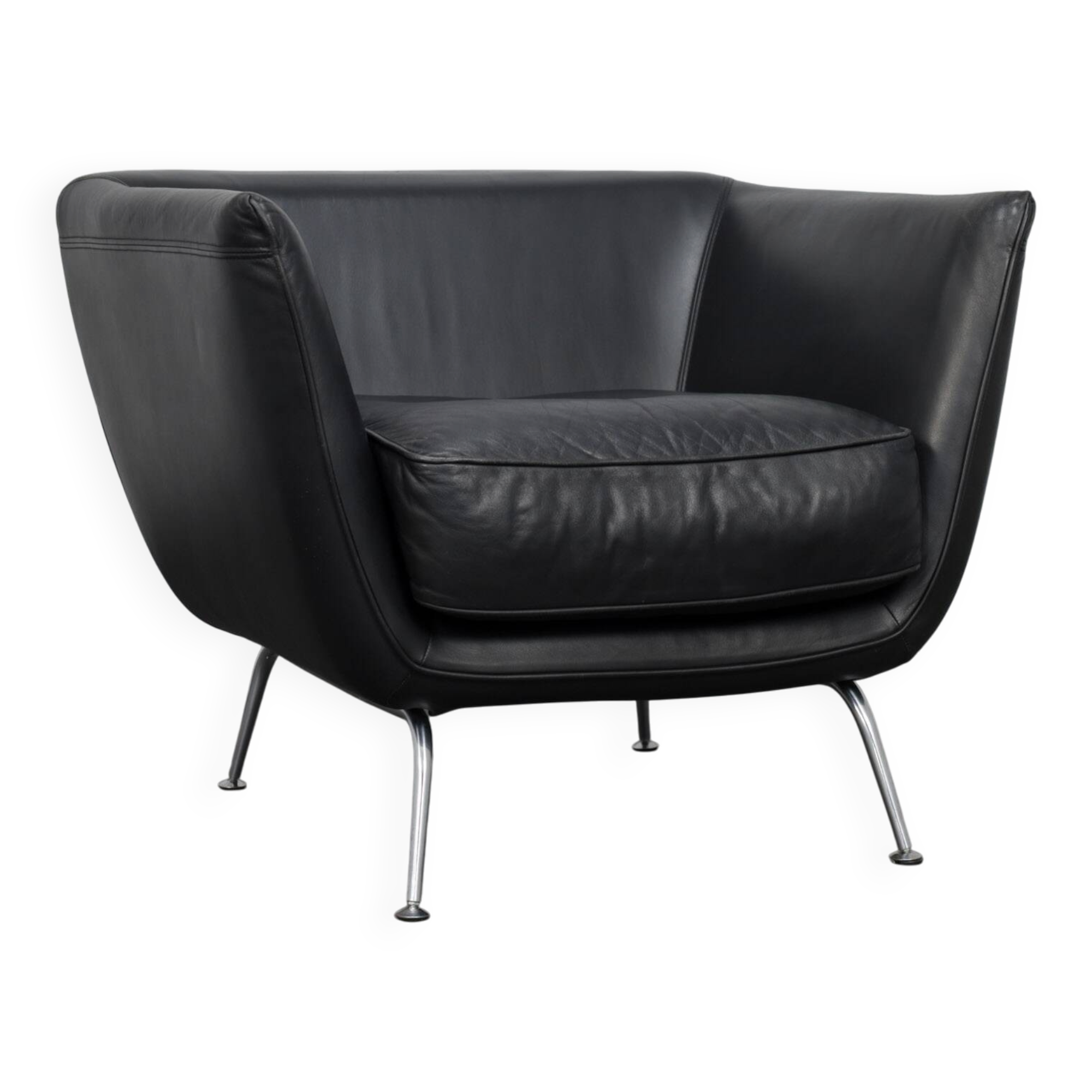 Rare leather lounge chair by Stefan Steenkist for Young International, Netherlands, 1990s