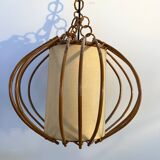 Vintage chandelier, rattan pendant lamp design 1960