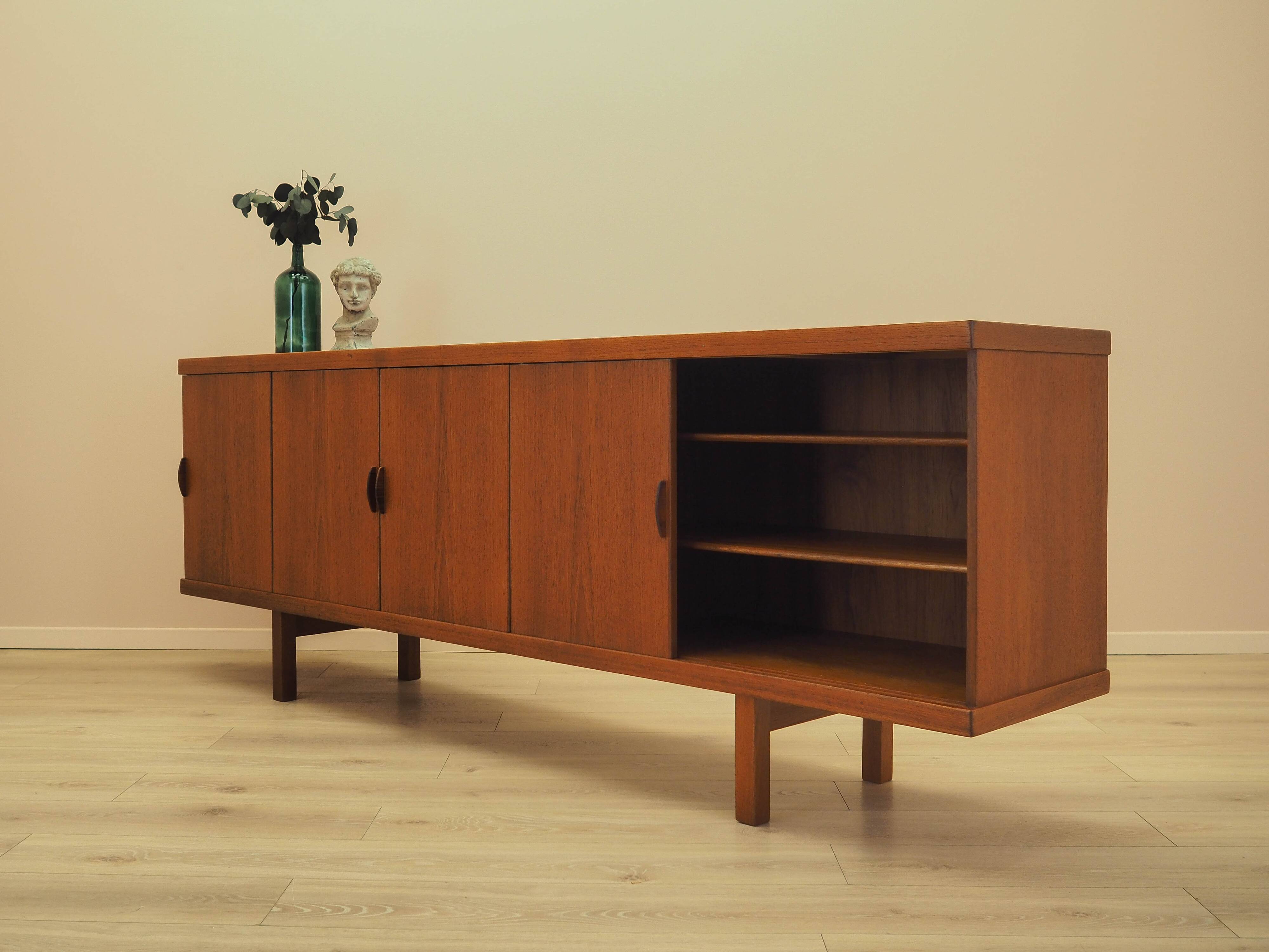 Teak sideboard with sliding doors, Denmark, 1960s