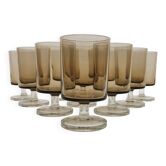 Vintage 70s stemmed glasses, lot of 10 smoked Luminarc verrines