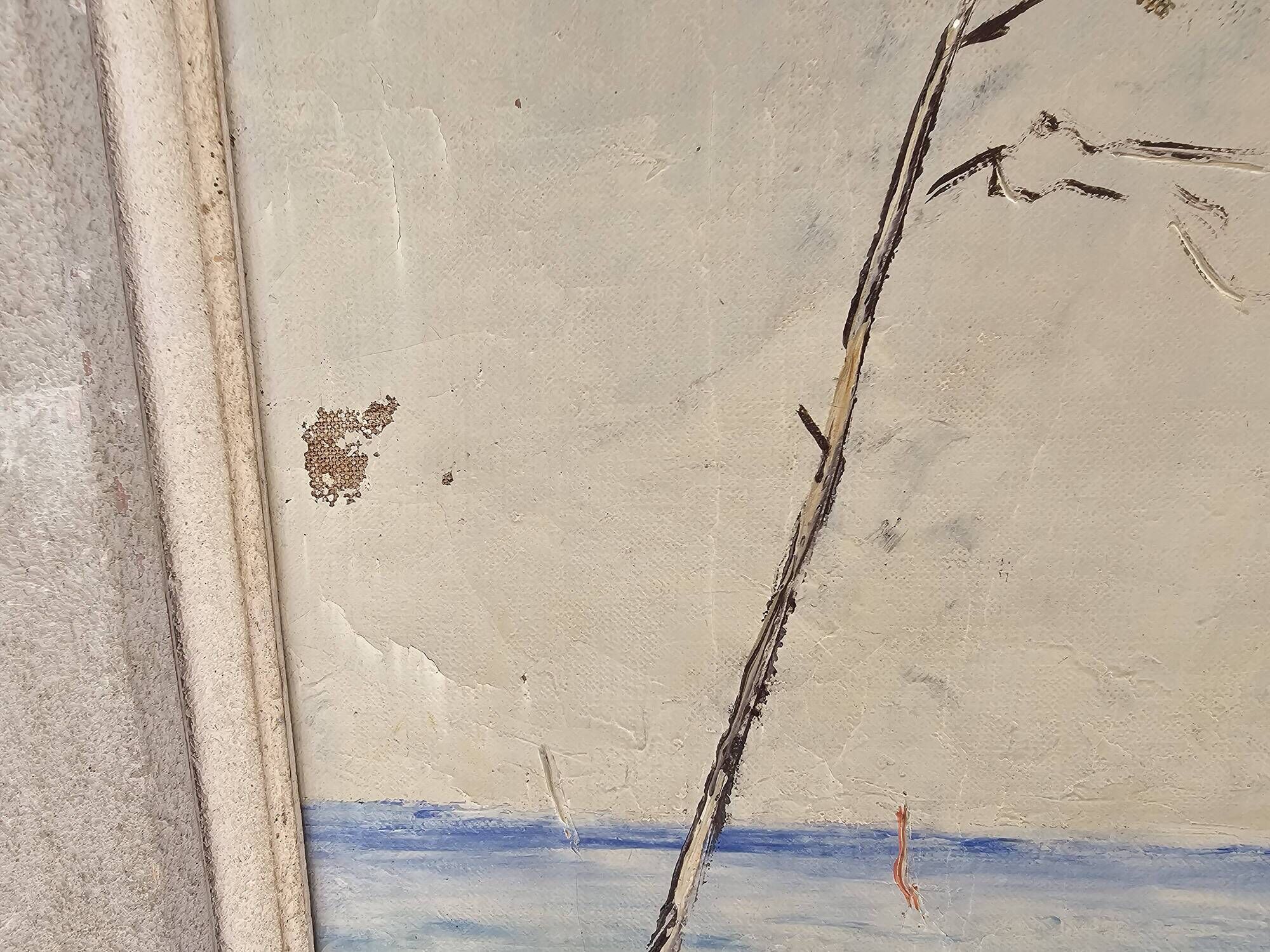 Oil Painting on Canvas Marine Boat at Sea - Signed Jean Corniche 1943