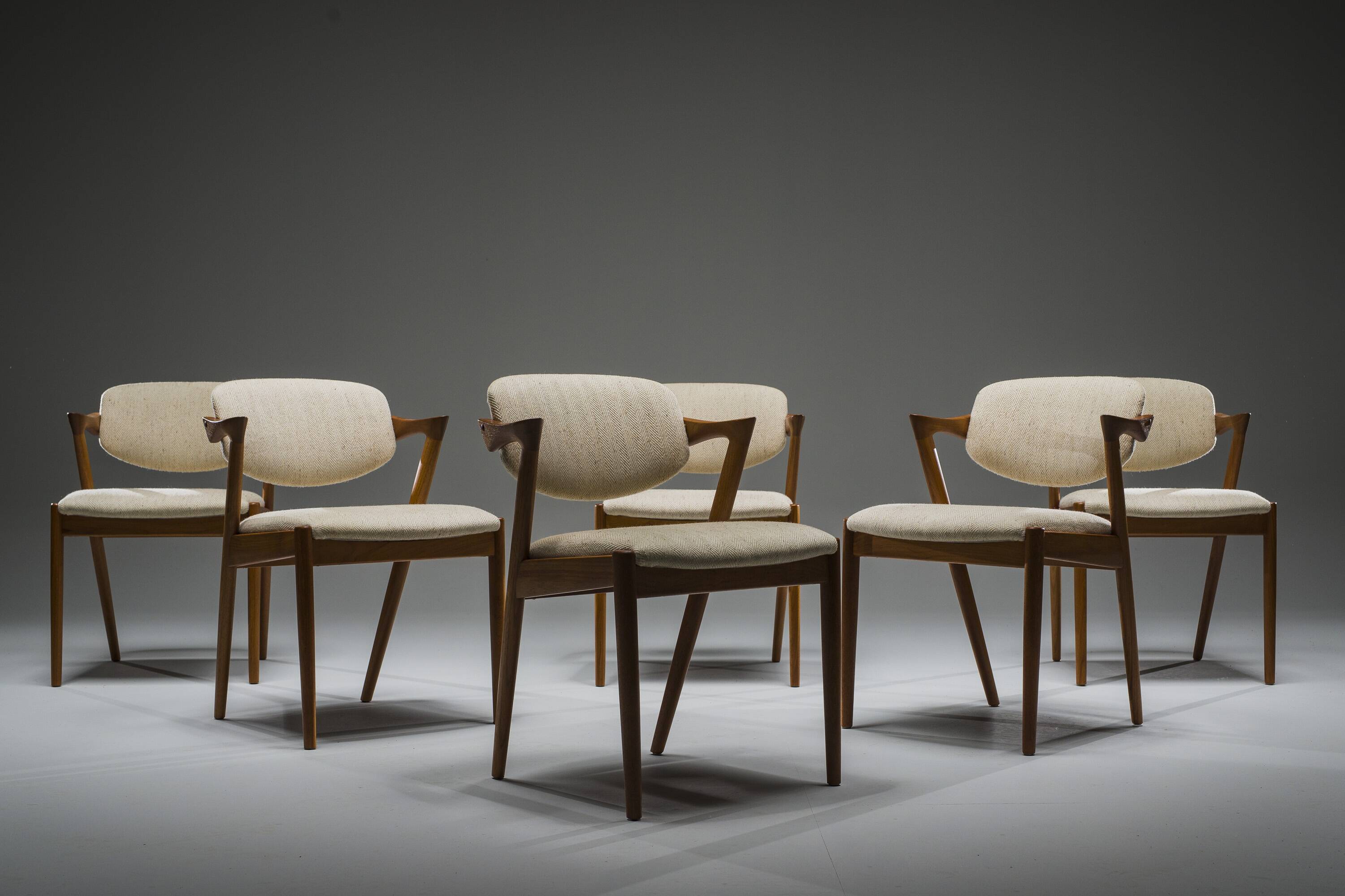 Dining Chairs Model 42 in Teak, Kai Kristiansen for Schou Andersen, 1960s,