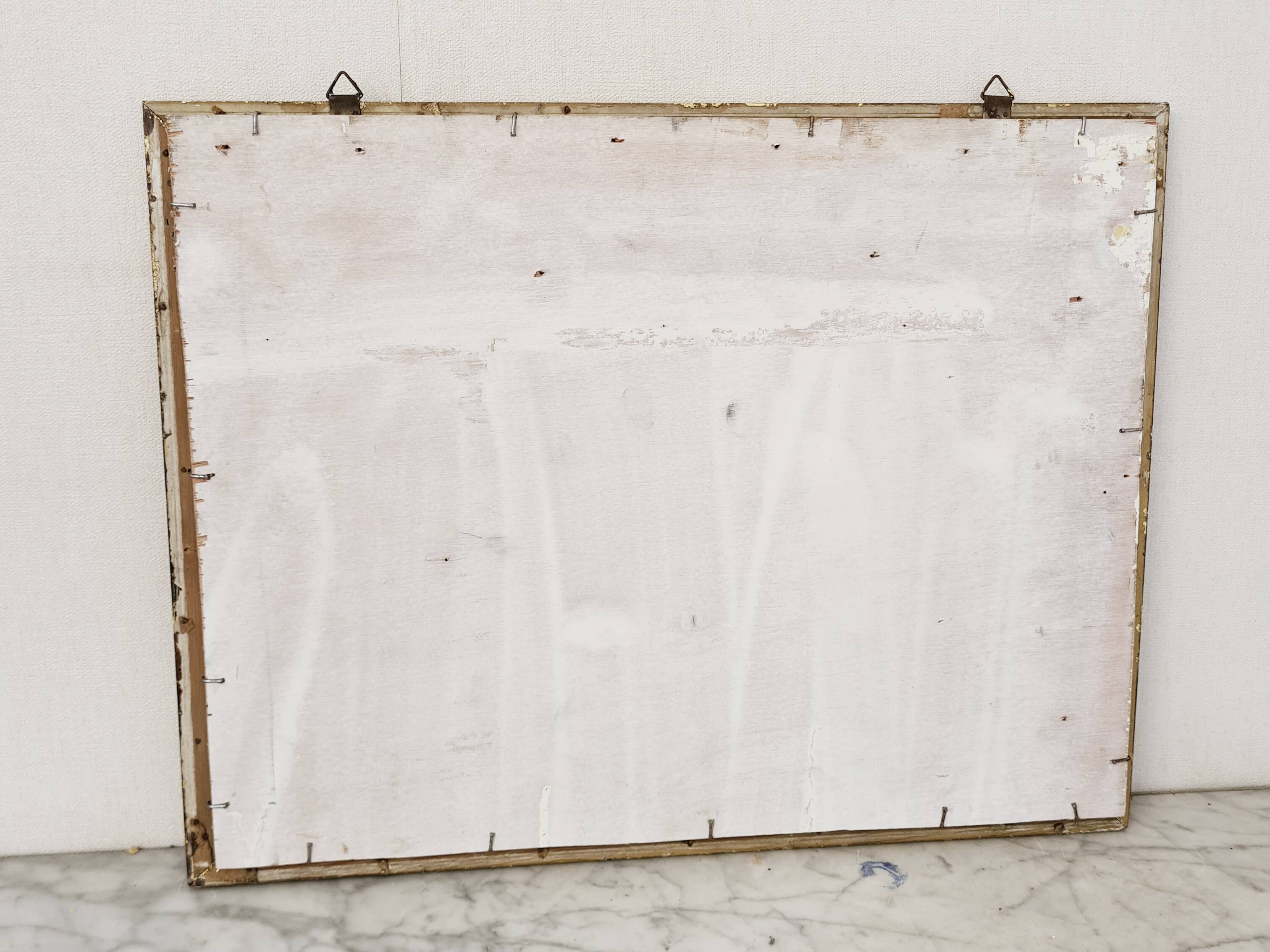 Art Deco mirror gilded with gold leaf – landscape format 47x37 cm