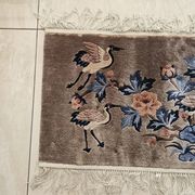 Luxurious Rug 100% SILK/China/Hand-Tied/Crane Motif/1950s