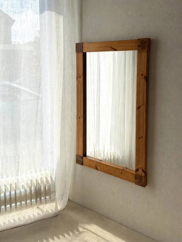 Large Danish pine wall mirror 1970s