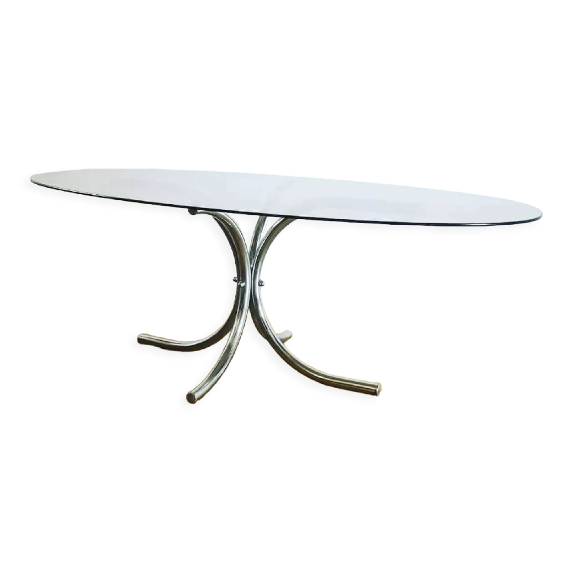 Oval smoked glass coffee table