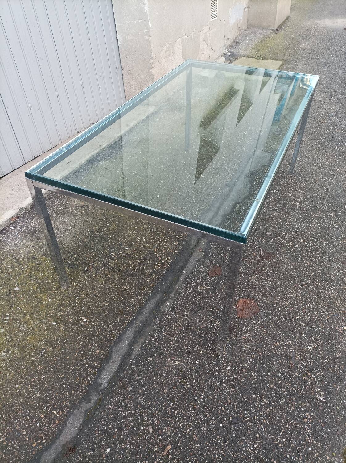 Table basse vintage dalle de verre