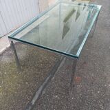 Vintage glass slab coffee table
