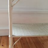 Console in white lacquered rectangular rattan