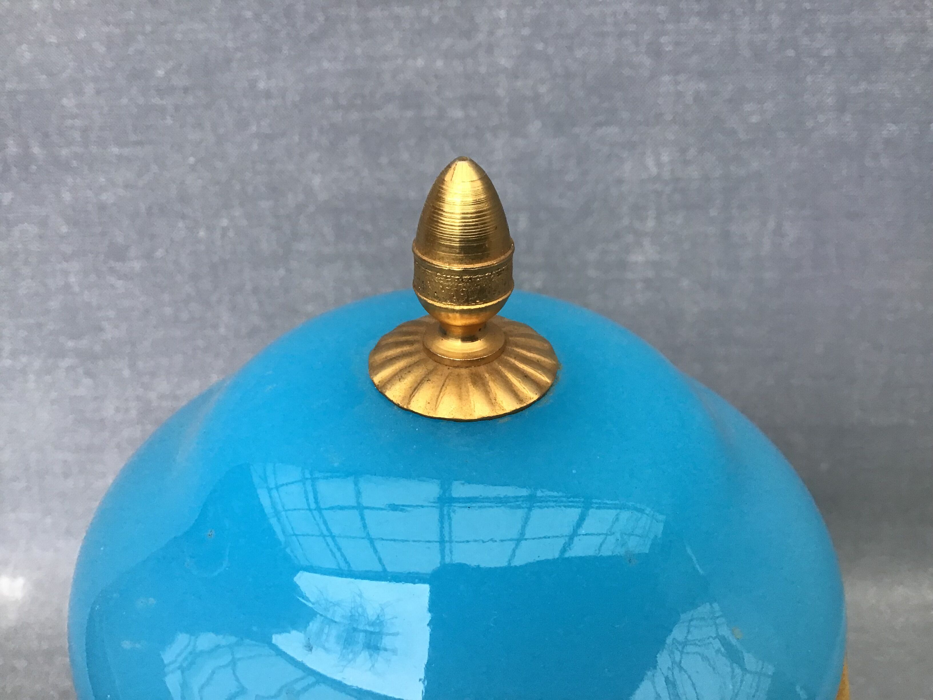 Blue Florentine opaline box gilded metal frame