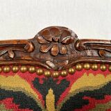 Louis XV style bench upholstered with petit point tapestry, early 19th century