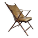 Chaise pliante de campagne vintage en simili-bambou et cuir par Maison Jansen, années 1950