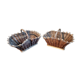 Pair of early 20th century French wicker grape harvest baskets – Rustic vineyard set