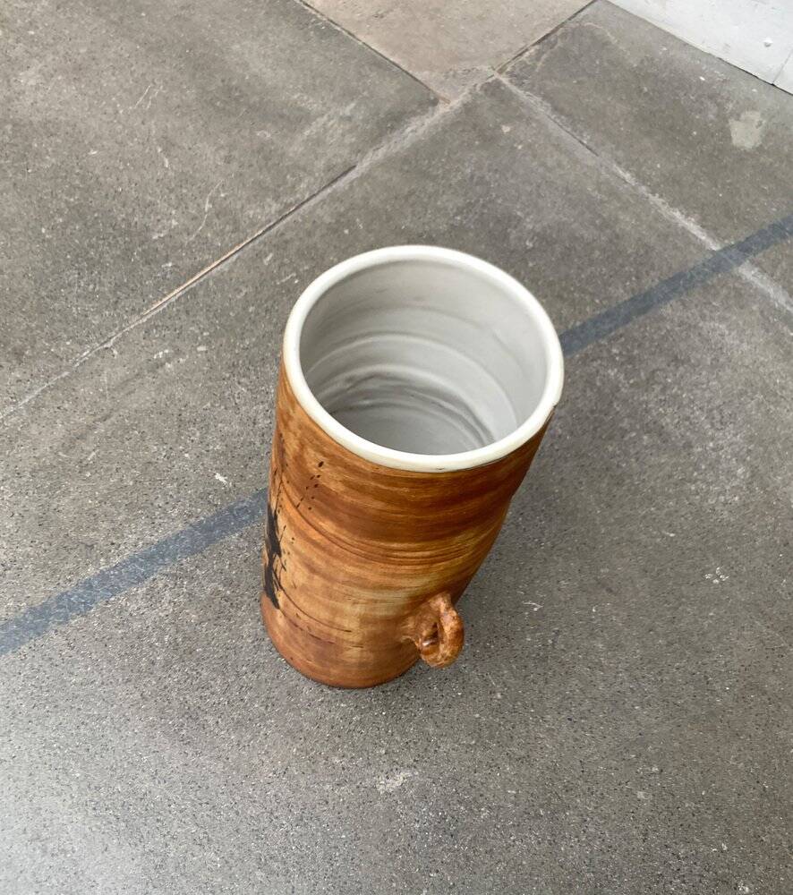 Brutalist mid-century studio pottery vase from La Poterie De La Colombe, 1960s.