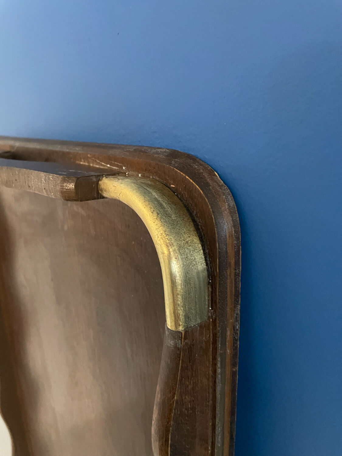 Wooden and brass serving tray