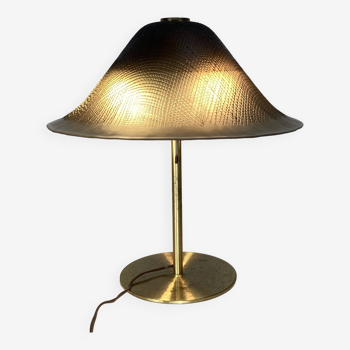 Lampe de table champignon en laiton et verre de l'ère spatiale par Peill & Puzzler 1970