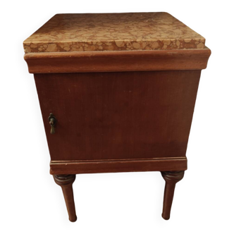 Table de chevet bois dessus marbre mobile