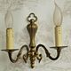 French vintage traditional double brass wall sconce scrolled arms