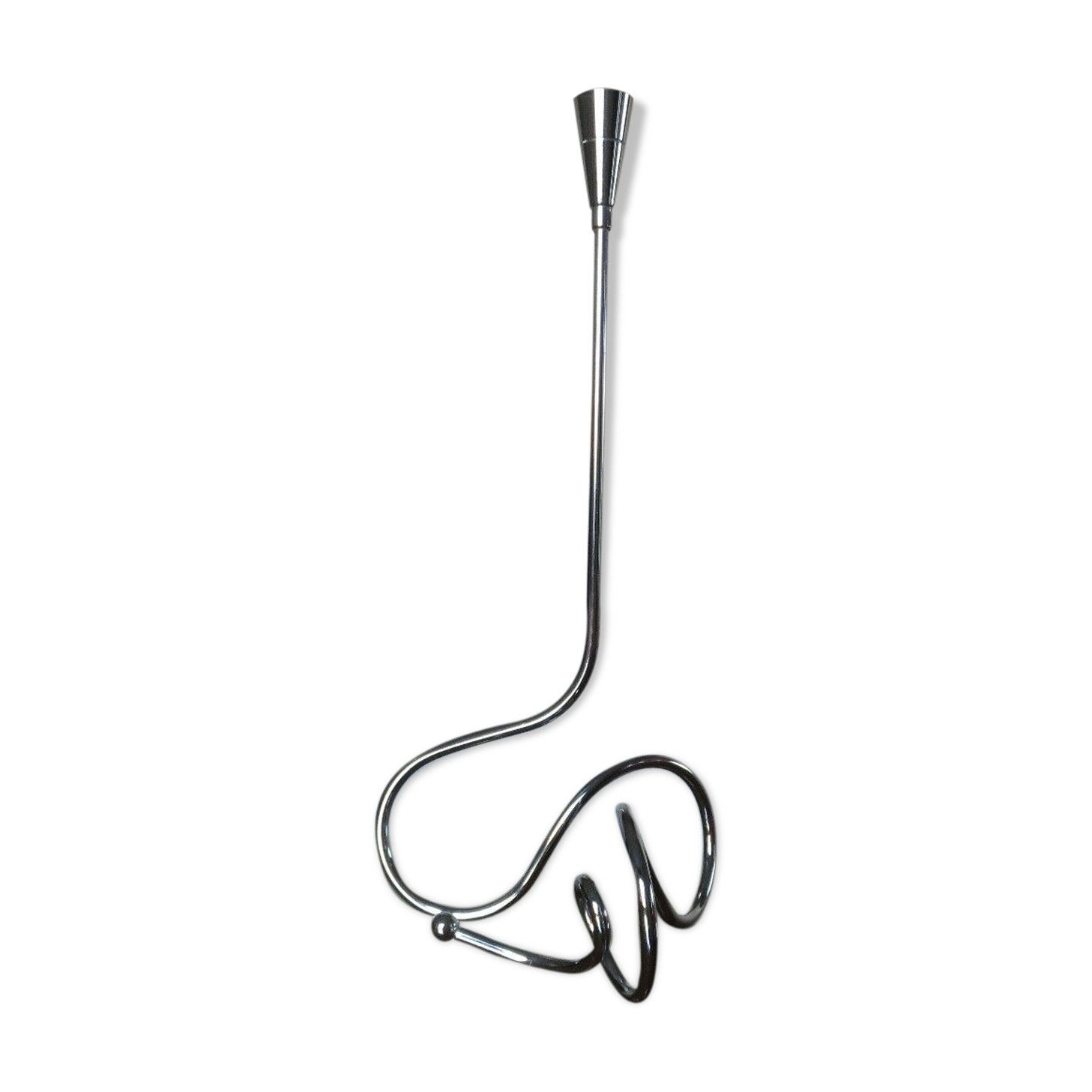 Scandinavian candlestick in chrome metal 1970