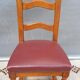 Set 6 chairs style Louis XIII VINTAGE 1980 Oak and Burgundy red leather
