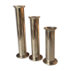 Three silver metal candle holders