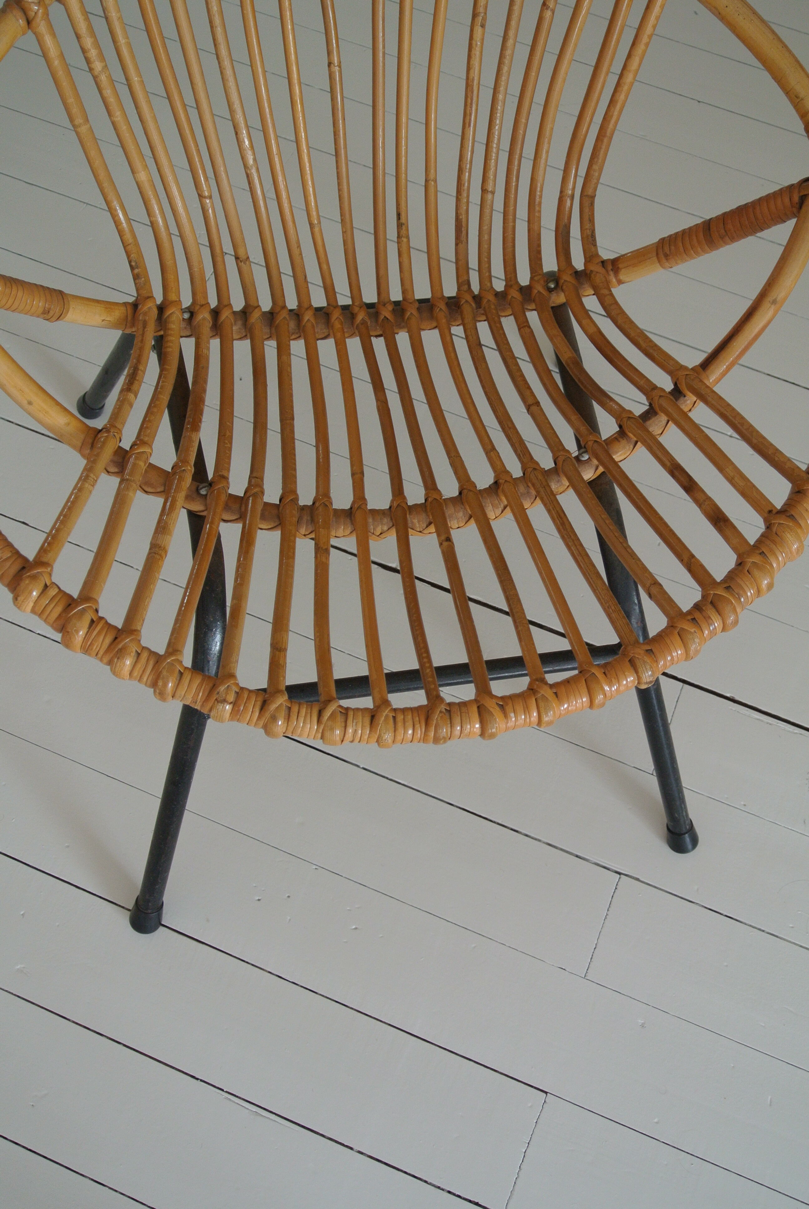 Fauteuil en rotin des années 50