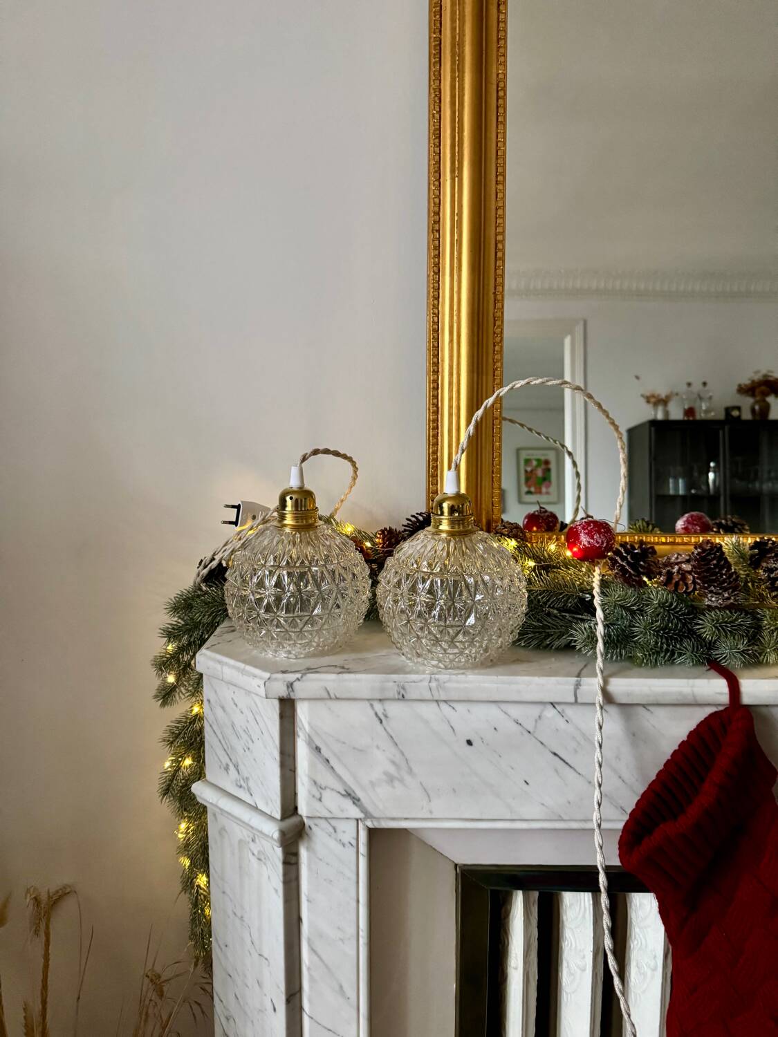 Pair of cut glass lanterns