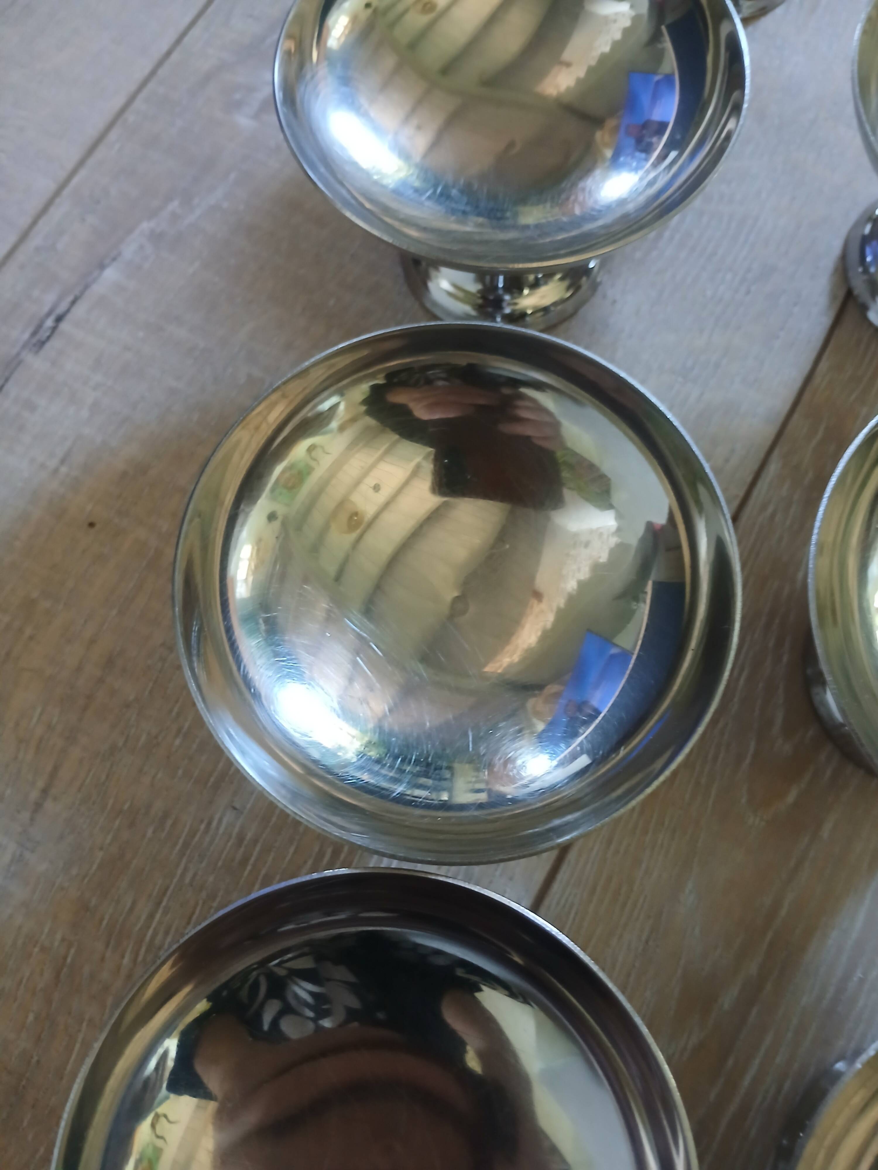 7 coupes à glace anciennes en inox