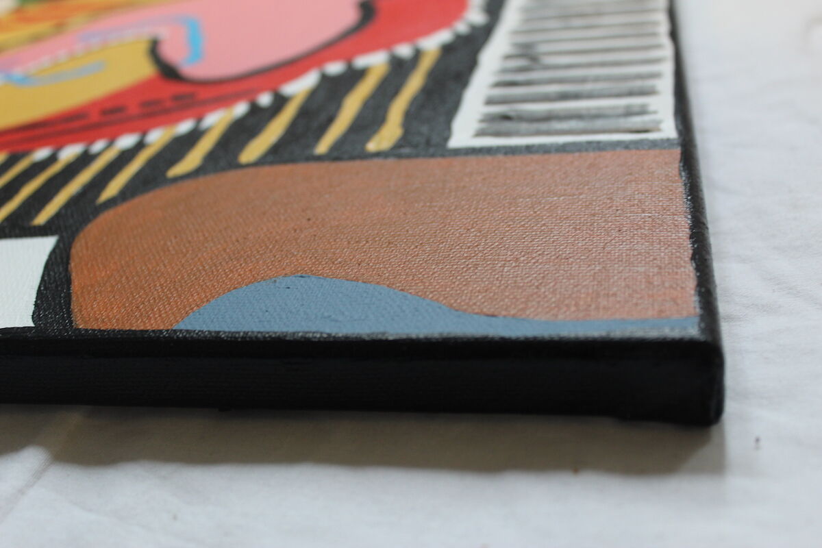 Cubist painting in colored acrylic "Sexual kiss"