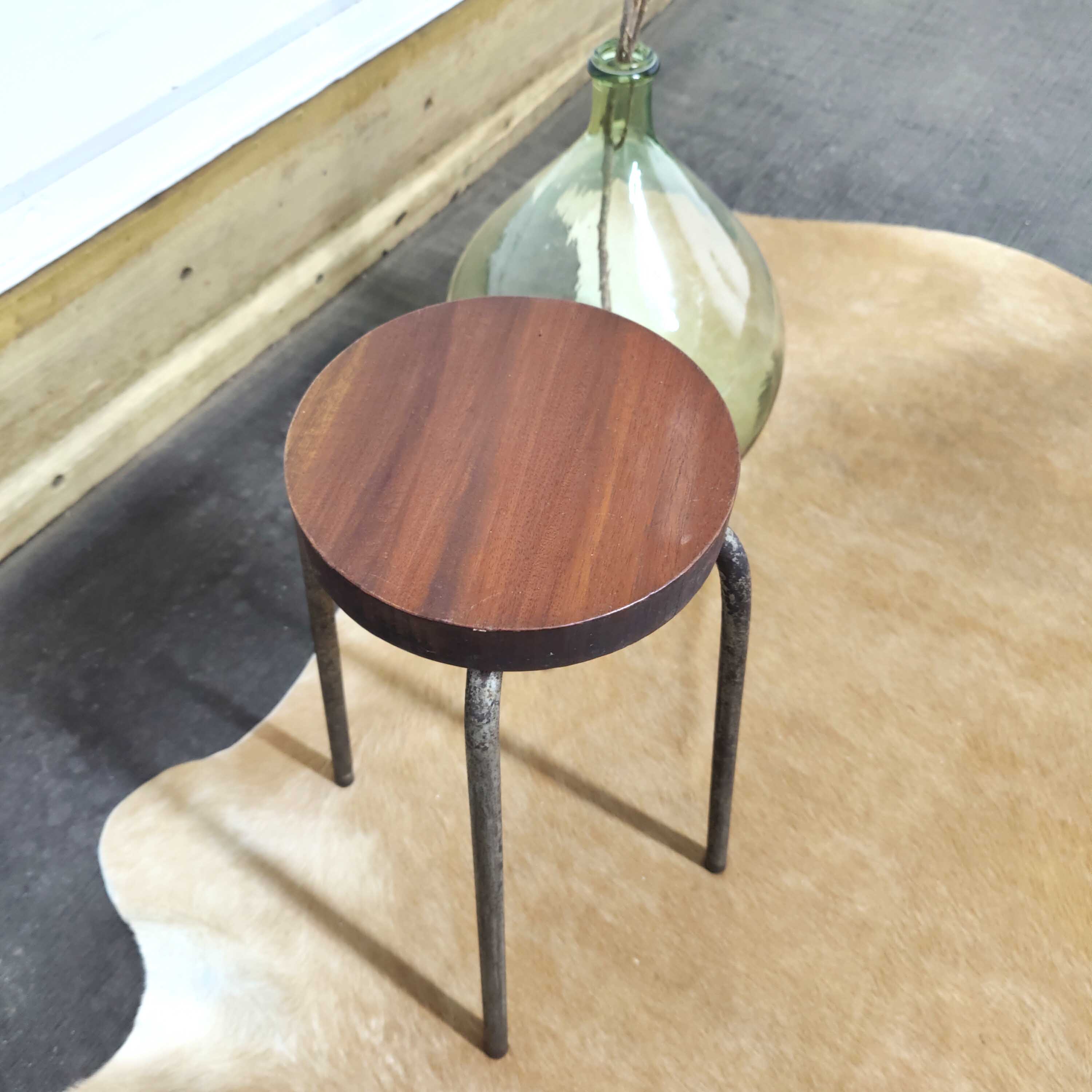 Vintage stool wood and metal workshop