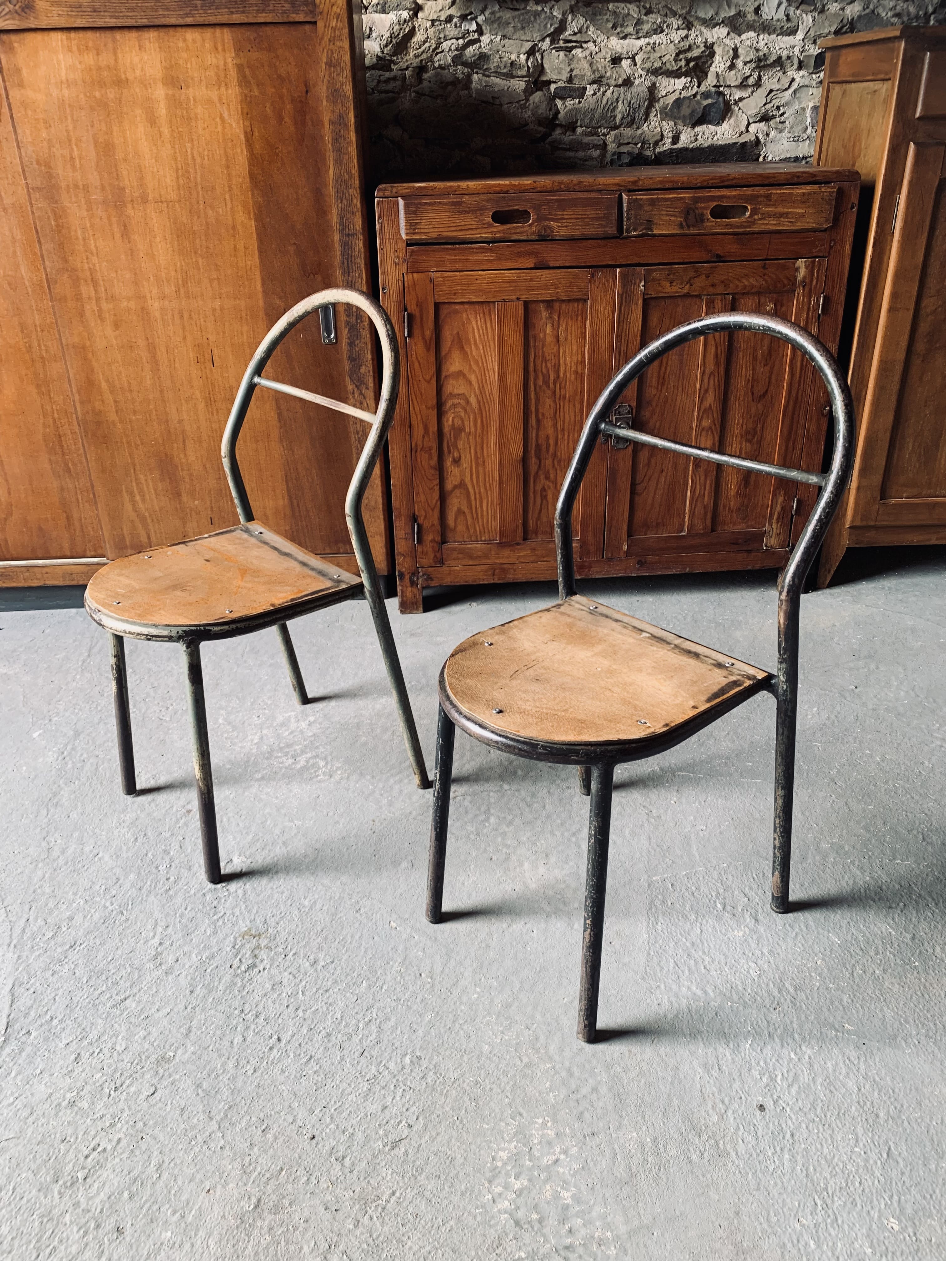 Set of 2 Mobilor chairs - 1950's - metal and wood