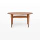 Table basse ronde en teck et en rotin par Peter Hvidt et Orla Mølgaard Nielsen pour France & Søn, années 1960.