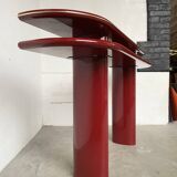 Red lacquered console and its mirror from the 80s