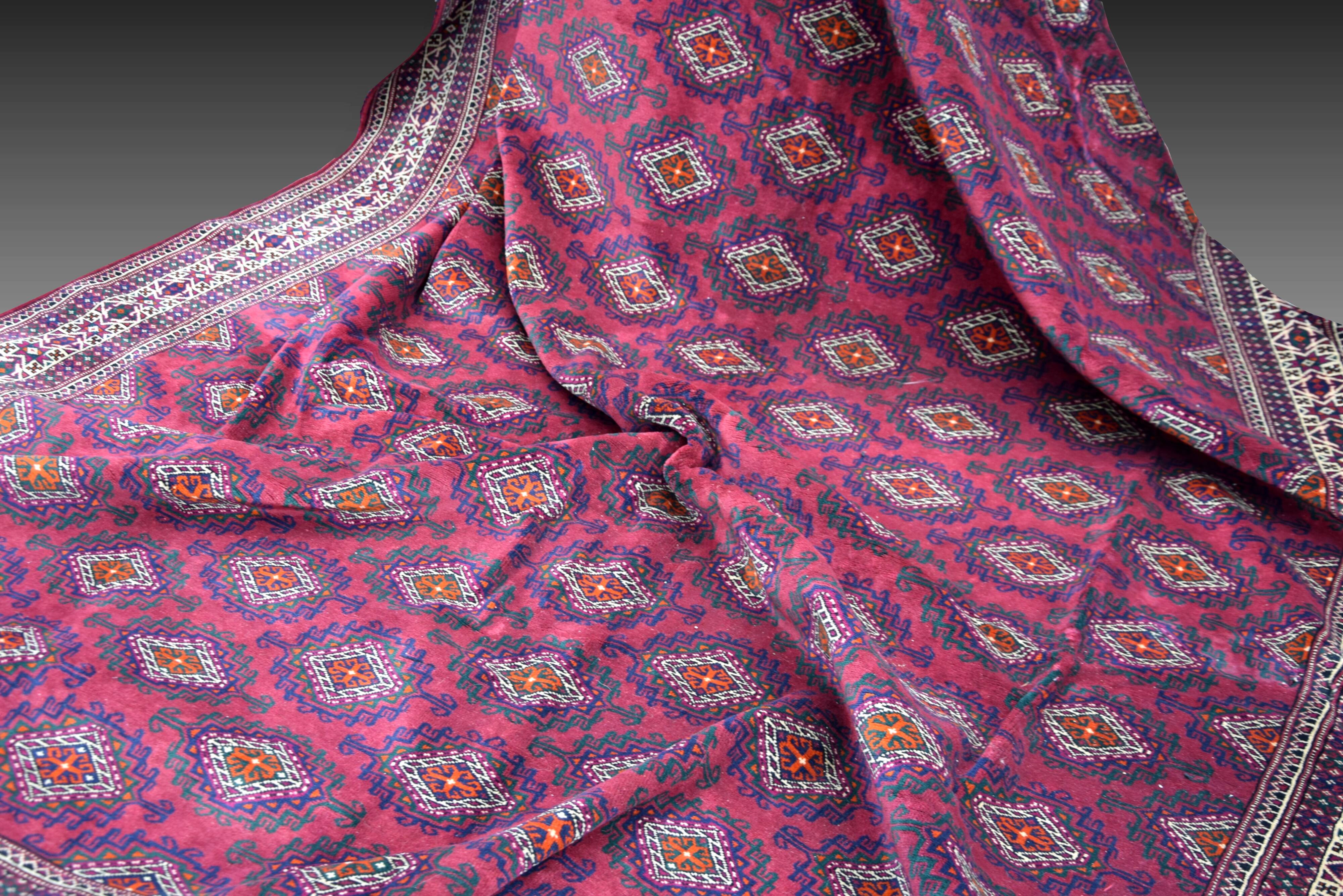 Large Semi Antique Turkmen Rug Bukhara Yomouth 370 × 224 Cm - Handmade