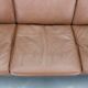 1970s Danish 3-seater brown leather sofa with beech frame