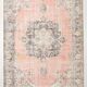 7x10 Vintage Salmon Pink Classic Madallion Turkish Rug, 219x314Cm