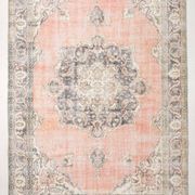 7x10 Vintage Salmon Pink Classic Madallion Turkish Rug, 219x314Cm