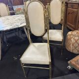 Set of 6 Bamboo chairs in brass 1980