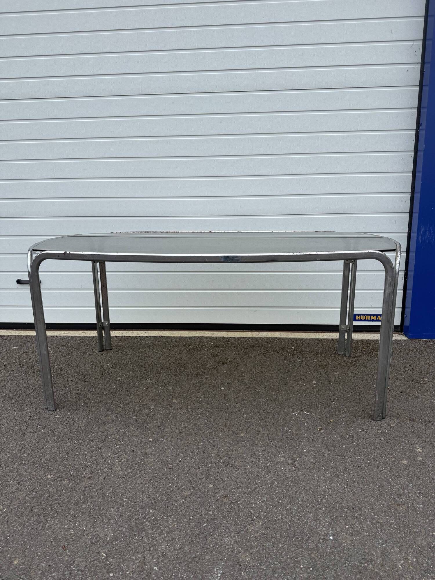 Vintage 70s smoked glass dining table